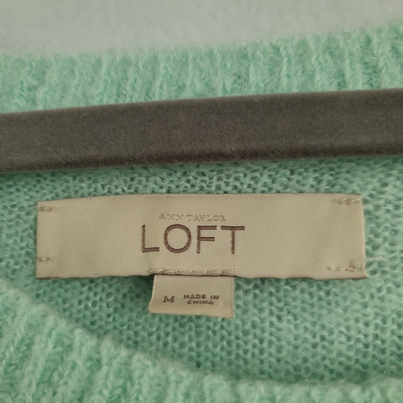 Loft sweater Mint green pullover crewneck sweater knit sleeves size Medi… - Picture 3 of 6
